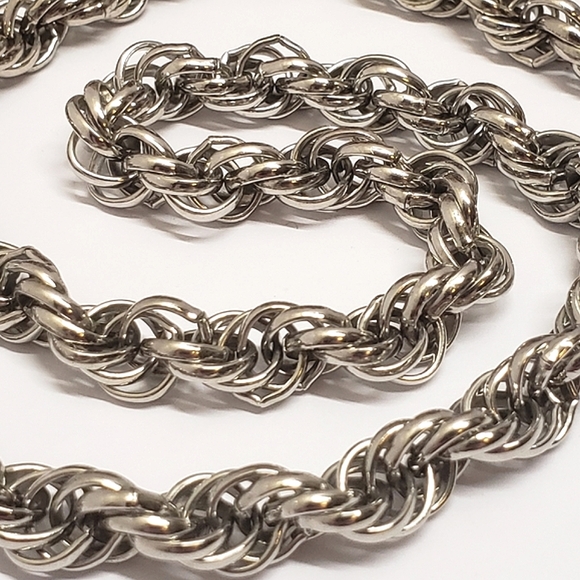 Vintage Silver Rope Twist Chain Link Necklace 18" Chain Necklace - Picture 8 of 12